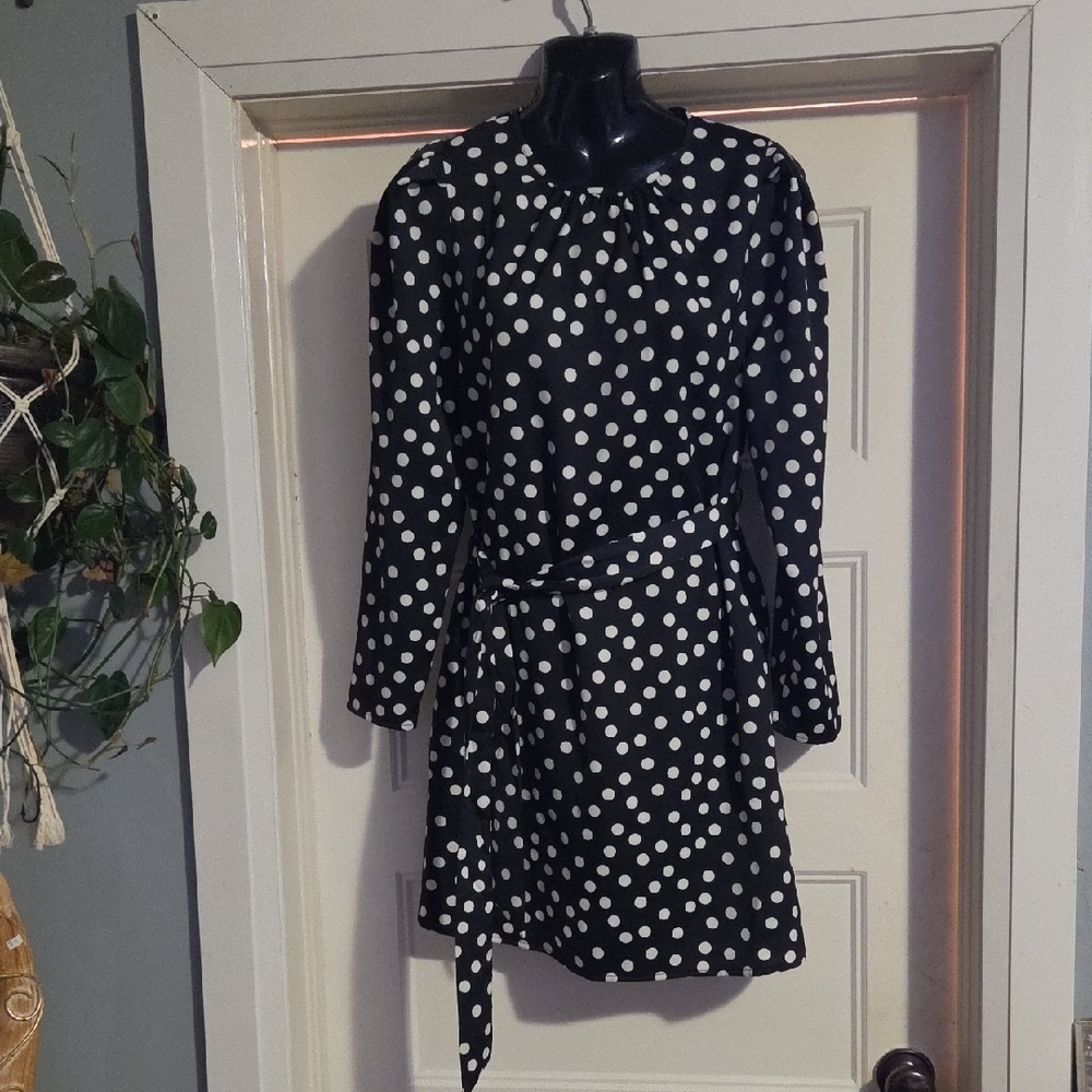a new day Black & White Polka Dot Long-Sleeve Wrap Dress